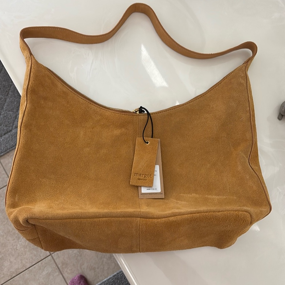 Suede new camel color, Margot handbag